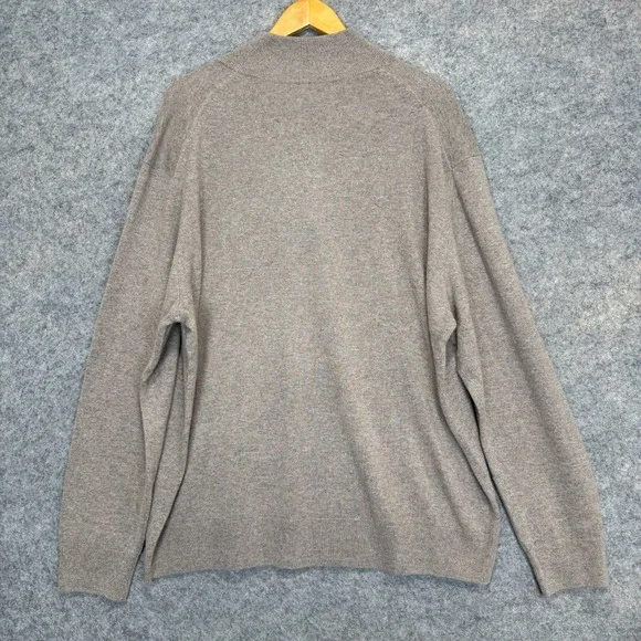 Uniqlo 100% Cashmere Sweater Mens 3XL Quarter Zip Soft Mock Neck Ribbed Hem NEW
